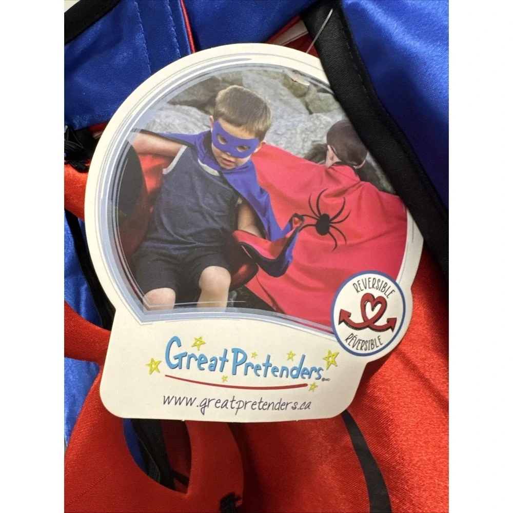 Spider man Mask And Cape Halloween NWT Child 5/6 Reversible